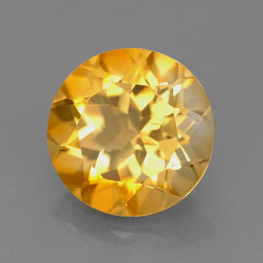 Citrino amarillo natural de 2,20 ct, corte redondo, VVS