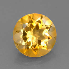 Citrino amarillo natural de 2,20 ct, corte redondo, VVS