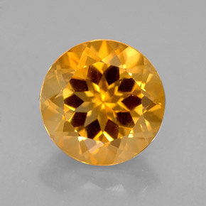 Citrino amarillo natural de 2,38 ct, corte redondo, VVS-VS