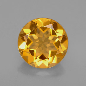 Citrino amarillo natural de 2,16 ct, corte redondo, VVS-VS