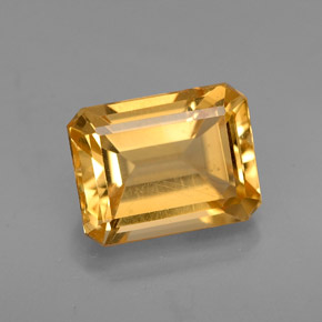 Citrino amarillo natural de 2,41 ct, corte esmeralda, VS