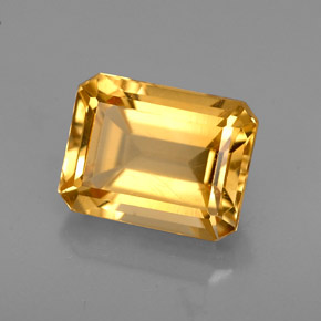 Citrino amarillo natural de 2,41 ct, corte esmeralda, VS