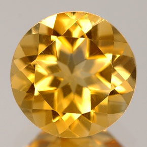 Citrino amarillo natural de 1,65 ct, corte redondo, VVS