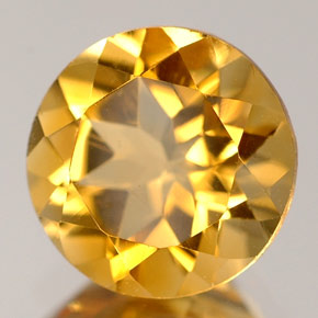 Citrino amarillo natural de 1,65 ct, corte redondo, VVS
