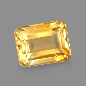 Citrino amarillo natural de 2,47 ct, corte esmeralda, VS-SI