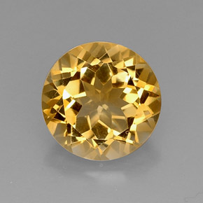 Citrino amarillo natural de 7,05 ct, corte redondo, VVS
