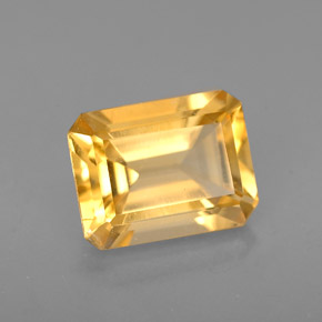 Citrino amarillo natural de 1,95 ct, corte esmeralda, VS