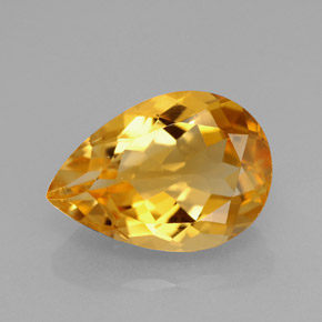 Citrino amarillo natural de 3,90 ct, en forma de pera, VVS