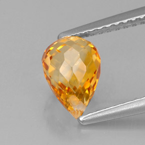 Citrino naranja natural de 1,54 ct, briolette, VVS