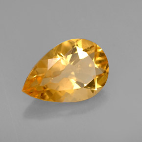 Citrino amarillo natural de 2,59 ct, en forma de pera, VVS-VS