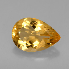 Citrino amarillo natural de 3,71 ct, en forma de pera, VVS-VS