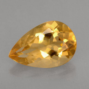 Citrino amarillo natural de 2,52 ct, en forma de pera, VS
