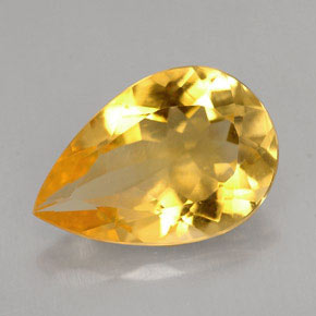 Citrino amarillo natural de 2,31 ct, en forma de pera, VVS