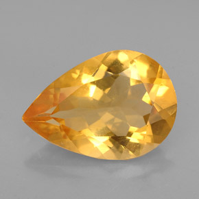 Citrino amarillo natural de 3,05 ct, en forma de pera, VVS