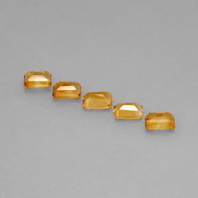 Gemas de citrino amarillo natural de 4,64 ct, corte esmeralda, VVS-VS