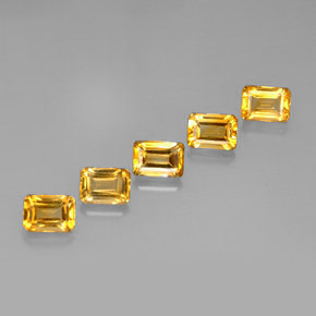 Gemas de citrino dorado natural de 5,58 ct, corte esmeralda, VVS-VS