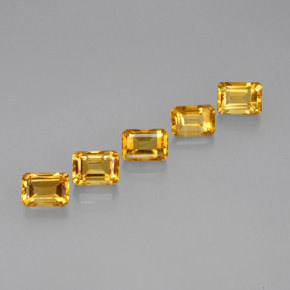 Gemas de citrino amarillo natural de 5,77 ct, corte esmeralda, VVS-VS