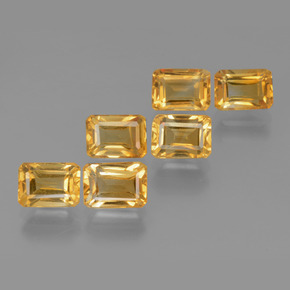 Gemas de citrino dorado natural de 6,92 ct, corte esmeralda, VVS-VS