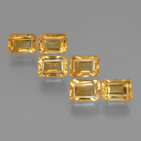 Gemas de citrino dorado natural de 6,92 ct, corte esmeralda, VVS-VS