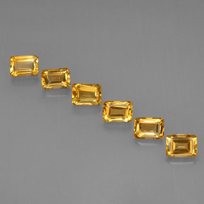 Gemas de citrino amarillo natural de 6,86 ct, corte esmeralda, VVS-VS