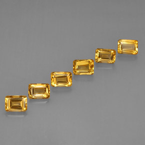 Gemas de citrino amarillo natural de 6,86 ct, corte esmeralda, VVS-VS