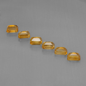 Gemas de citrino amarillo natural de 6,86 ct, corte esmeralda, VVS-VS