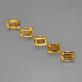 Gemas de citrino dorado natural de 5,40 ct, corte esmeralda, VVS-VS