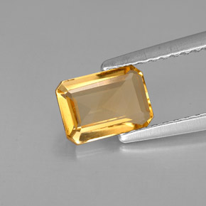 Citrino amarillo natural de 0,87 ct, corte esmeralda, VVS