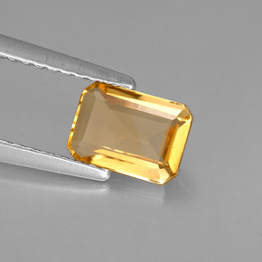 Citrino amarillo natural de 0,87 ct, corte esmeralda, VVS