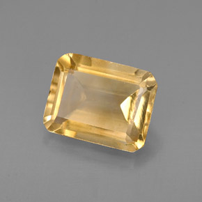 Citrino amarillo natural de 2,07 ct, corte esmeralda, VS