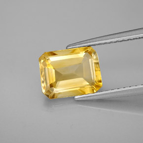 Citrino amarillo natural de 1,99 ct, corte esmeralda, VVS-VS