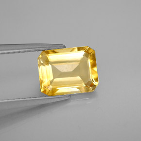 Citrino amarillo natural de 1,99 ct, corte esmeralda, VVS-VS