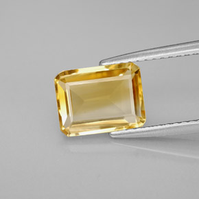 Citrino amarillo natural de 1,97 ct, corte esmeralda, VVS