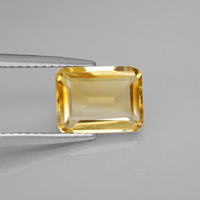 Citrino amarillo natural de 1,97 ct, corte esmeralda, VVS