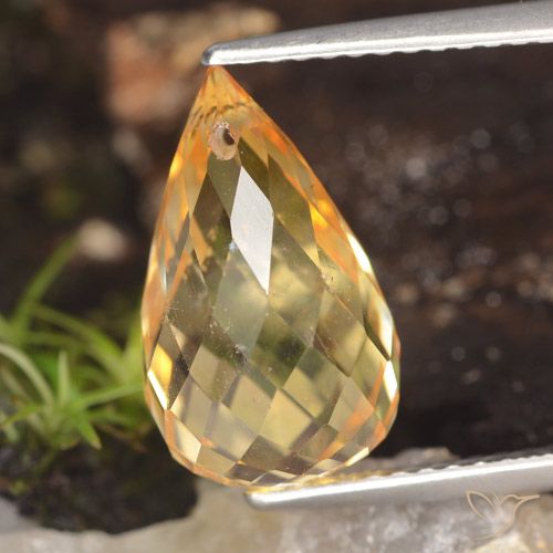 5.07ct Natural Medium Orange  Citrino, Corte Briolette, VVS-VS