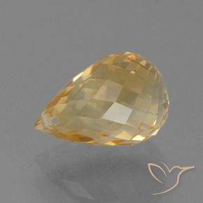 Citrino Light Orange-Gold  natural de 4.40 ct, Corte Briolette, VVS-VS