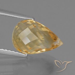 Citrino Light Orange-Gold  natural de 4.40 ct, Corte Briolette, VVS-VS