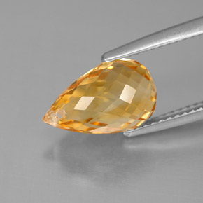 Citrino amarillo natural de 3,79 ct, briolette, VVS