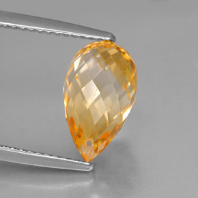Citrino amarillo natural de 3,86 ct, briolette, VVS