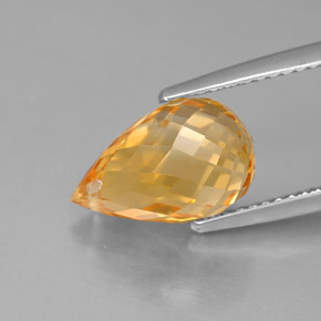 Citrino amarillo natural de 4,10 ct, briolette, VVS