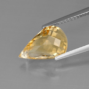 Citrino amarillo natural de 3,84 ct, briolette, VVS