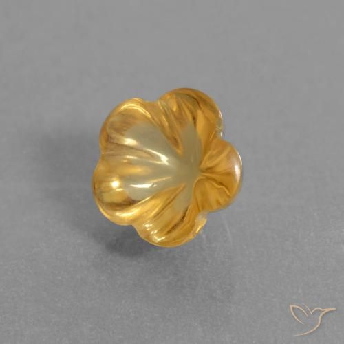 Citrino Dorado oscuro natural de 1.41 ct, Corte Flor, Transparente