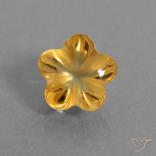 1.54ct Natural Dorado oscuro Citrino, Corte Flor, Transparente