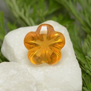 Citrino naranja natural de 1,29 ct, corte flor, transparente