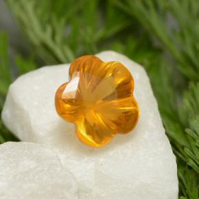Citrino naranja natural de 1,29 ct, corte flor, transparente
