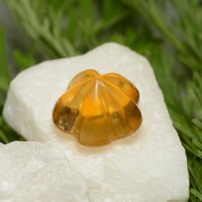 Citrino naranja natural de 1,29 ct, corte flor, transparente