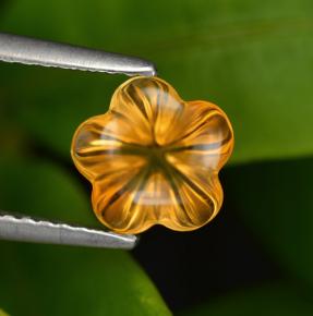 Citrino naranja natural de 1,24 ct, corte flor, transparente