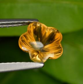 Citrino naranja natural de 1,24 ct, corte flor, transparente