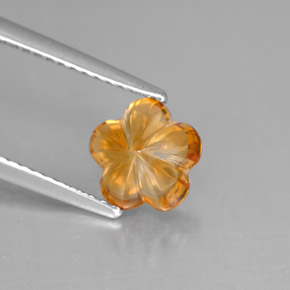 Citrino naranja natural de 1,31 ct, corte flor, transparente