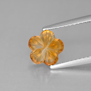 Citrino naranja natural de 1,31 ct, corte flor, transparente